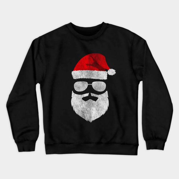 Santa Claus Sunglasses with Beard Christmas (White Vintage) Crewneck Sweatshirt by Luluca Shirts